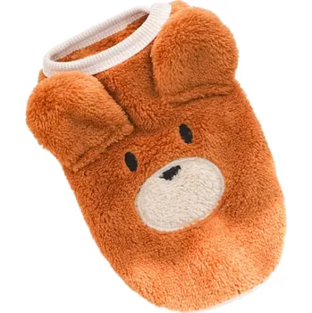 Obleček pro psa Zimní obleček pro psa velikost S 1.5–2 kg 35 cm hrudník 25 cm záda Teplý plyšový overal Medvídek s oušky pro psy tmavě hnědá