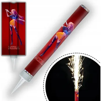 Dortová svíčka DORTOVÁ FONTÁNA DEMON HUNTERS LOVKYNĚ DÉMONŮ K-POP PRSKAVKA SVÍČKA 12cm