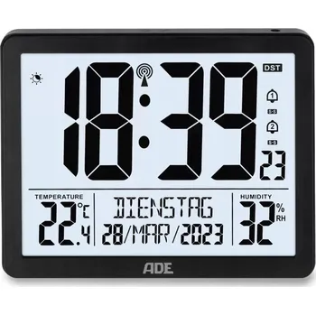 Hodiny Elektronické hodiny s kalendářem, teploměrem, vlhkoměrem a budíkem ADE