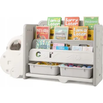 Knihovna Regál Costway 35 x 108 x 63,5 cm, odstíny šedé