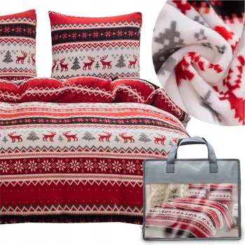 Povlečení POVLEČENÍ VÁNOČNÍ 160x200 3dílné mikrovlákno PLYŠOVÉ zimní medvídek MARTINO