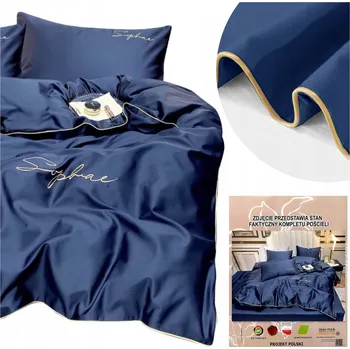 Povlečení Povlečení 160x200 cm sada 4 dílná jednobarevná s výšivkou mikrovlákno Areta modrá