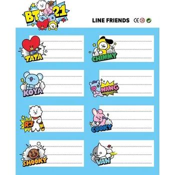 samolepka BT21 - Sada 16 samolepek na sešity / knihy