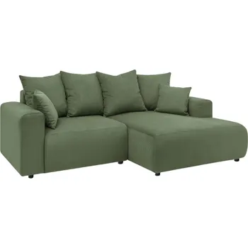 Pohovka Bobochic Paris Zelená manšestrová rohová pohovka Enjoy 237 cm, pravá