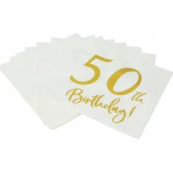Papírový ubrousek PAPÍROVÉ UBROUSKY K 50. NAROZENINÁM 10 KS ZLATÉ 50TH