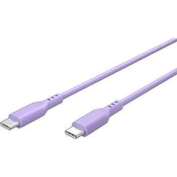 PremiumCord Silikonový kabel s konektory USB-C 60W 480Mbps fialový extra měkký 1,5m