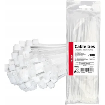 Stahovací páska AMIO Stahovací pásky bílé 2,5 × 200 mm 100ks