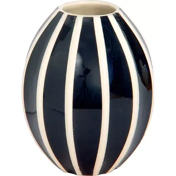 Váza Porcelánová váza vypouklá malá černá s pruhy