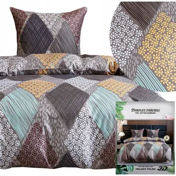 Povlečení POVLEČENÍ Maria povlak na polštář 70x80 sada 140x200 2 díly SATÉNOVÉ geometrické