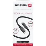 SWISSTEN DATOVÝ KABEL SOFT SILICONE USB-C / LIGHTNING 0,4 M ČERNÝ 71506517