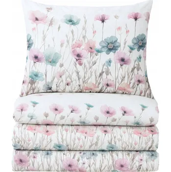 Povlečení Povlečení bílé pastelové květiny 160x200 bavlna elegantní BOHO Produkt PL