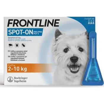 Antiparazitikum pro psa Merial Frontline Spot-On Dog 3ks/1bal objem: S a.u.v. sol 3 x 0,67, 2-10kg