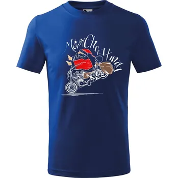 Chlapecké tričko Dětské tričko Santa na motorce Velikost: 134/8 let, Barva trička: Královsky modrá