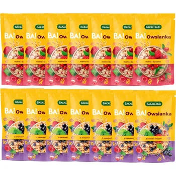 14 x Bakalland Instantní Ovesná Kaše s malinami a brusinky , směs lesních plodů 47g