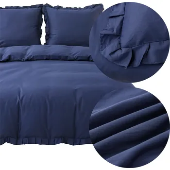 Povlečení POVLEČENÍ BAVLNA 220x200 3dílné jednobarevné s volánkem povlaky na polštáře 70x80 LYNDA