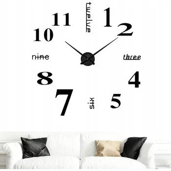 Hodiny Nástěnné hodiny moderní 3D zrcadlové DIY velké 60-120 cm nalepovací na zeď