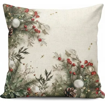 Dekorativní polštářek Povlečení Plus Vánoční dekorační polštářek 40x40 Cesmína