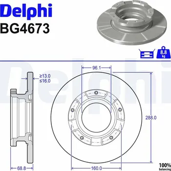 Brzdový kotouč Brzdový kotouč DELPHI BG4673
