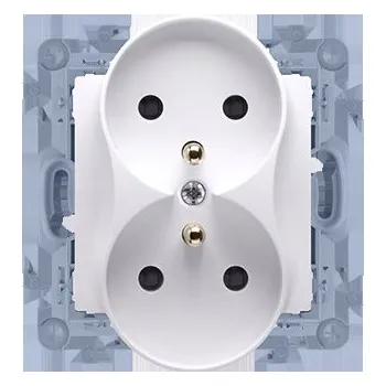 Elektrická zásuvka Dvojitá Elektrická zásuvka Kontakt-simon Simon 10 bílá s uzemněním