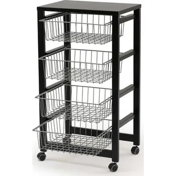 Servírovací stolek Černý kuchyňský vozík GINGERONE Arredamenti 83x46 cm