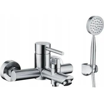 Vodovodní baterie Vanová baterie Duro Acero stříbrná páková s sprchovou sadou