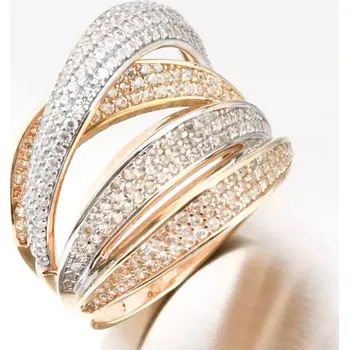 Prsten Dámský prsten žluté zlato 585 zirkon 11R-372 velikost 54