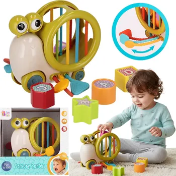 Hračka pro nejmenší Bam Bam Senzorický třídič HLEMÝŽĎ s kostkami, edukativní hračka 18m+