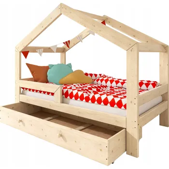 Dětská postel Dětská postel domeček hnědá se zásuvkou 80x160 cm