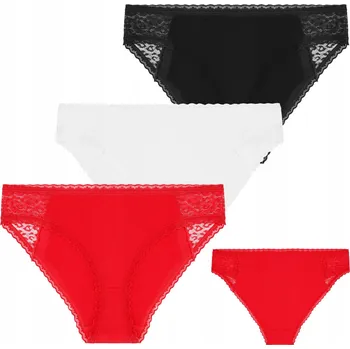 Dámské spodní prádlo 3x Kalhotky Dámské kalhotky zakončené krajkou Bikini Bavlněné MORAJ XL