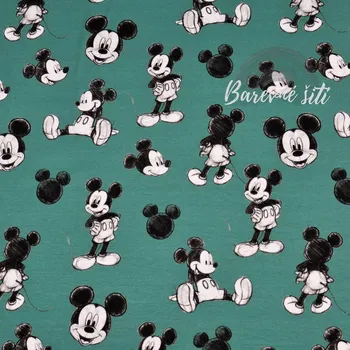 Galanterie Úplet Mickey na zelenkavé (E) (Kvalitní úplet z Holandska)
