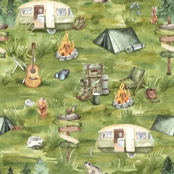 Galanterie Zimní softshell, extra pružný Kempování (E) (Zimní softshell potištěný, velmi pružný)