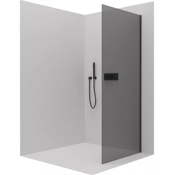 Cerano Sprchová zástěna pro dveře Santoro L/P, černá matná, grafitové sklo, 90x195 cm, jednodílná pevná, CER-424990