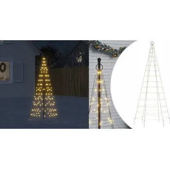 Vánoční dekorace Vánoční stromek s osvětlením na stožár, 200 teplých bílých LED, 180 cm