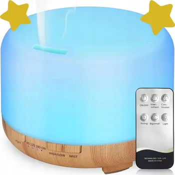 Aroma difuzér ZVHLČOVAČ VZDUCHU AROMA LAMPA AROMATERAPIE RGB SVĚTLA DÁLKOVÉ OVLÁDÁNÍ 500ML