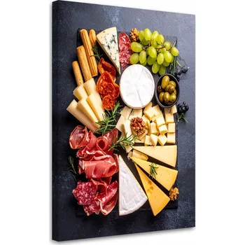 Obraz Obraz do kuchyně jídelny, Prkénko uzenin a sýrů 70x100