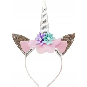 Čelenka Dívčí párty čelenka - Stříbrný jednorožec