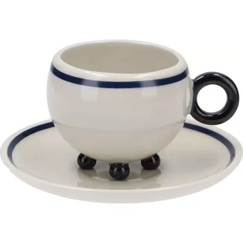 Modernista Porcelánový šálek s podšálkem na kávu kobalt 150 ml 1 ks černá