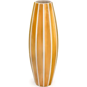 Váza Porcelánová váza vypouklá velká zlatá bílé pruhy