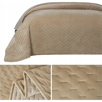 Prostěradlo Přehoz na postel Łóżkoholicy velur 200 cm x 220 cm béžový