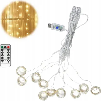 Vánoční dekorace SVĚTELNÝ ZÁVĚS 300 LED Světelný Řetěz 3x3 m USB drátky + dálkové ovládání