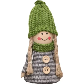 Vánoční dekorace Vánoční ozdoba skřítek šedo-zelený 10 cm.
