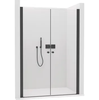 Cerano Sprchové 2-křídlové otočné dveře Antelo L/P, 6 mm, černá matná, transparentní sklo, 180x190 cm, CER-440408
