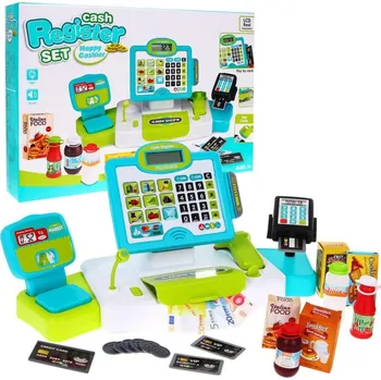 Dětská kuchyňka Ramiz Realistická nákupní pokladna pro děti 3+ dotykový panel kalkulačka + skener + imitace potravin