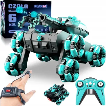 RC model auta Dálkově ovládaný tank Playso modrý se zvukem a LED