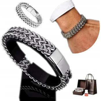 Náramek SREBRNA Pánský Náramek Diamentowana HRUBÝ Plný Elegantní Pro muže