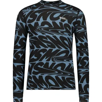 Pánské oblečení triko MONS ROYALE CASCADE MERINO BASE LAYER LONG SLEEVE signal lost goblin blue Velikost: S