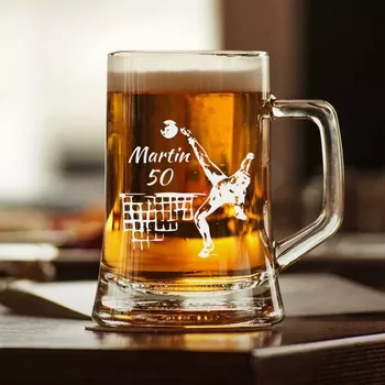 Sklenice Půllitr s pískovaným motivem "NOHEJBALISTA" (Do poznámky v nákupním košíku napište požadované požadované jméno a číslo)