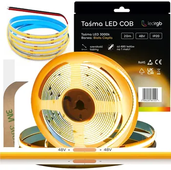 LED páska LED Neon COB pásek 48V 1m 480 diod 3000K TEPLÁ BÍLÁ HOMOGENNÍ 8MM