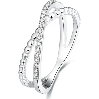 Prsten AGATO Stylový dvojitý prsten se zirkony AGG145 Velikost: 52 (2,25 g)