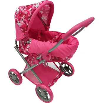 Kočárek pro panenku Kočárek hluboký - růžový s hvězdami